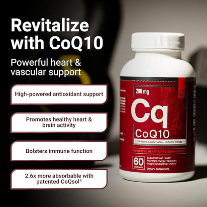 Essential Elements CoQ10 200mg Softgels Q10 Supplement 2.6 Times 60 Count, 2 Month