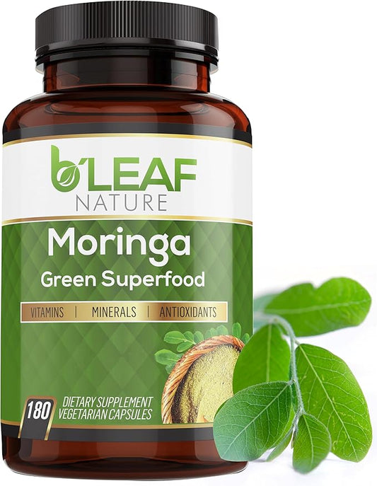B’Leaf Nature Pure Organic Moringa Oleifera 1000mg - 180 Capsules