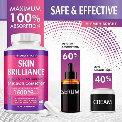 Glutathione Capsules - 1,500mcg Glutathione Supplement 60 Capsules