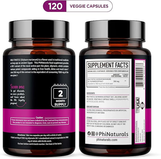 Milk Thistle 150mg Capsules – [120 30:1 Silymarin 4500 mg) 30X Extract