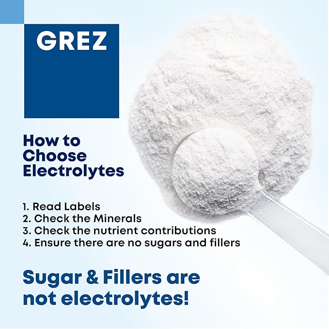 GREZ ELEC-Vital Electrolytes Powder No Sugar - Hydration Powder, Keto Electrolytes No Sugar - Complete Mineral Support, Sodium, Potassium, Magnesium, Zinc - - 30 Servings