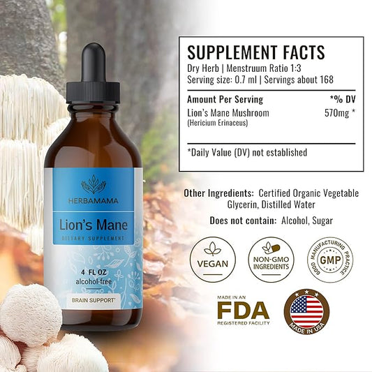 HERBAMAMA Lions Mane Liquid Extract 4 fl.
