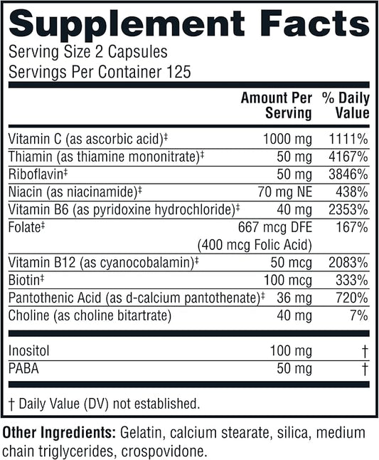 Twinlab Stress B-Complex Caps B12 and B6-250 Capsules