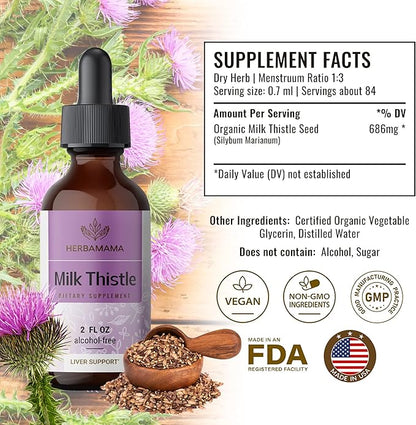 HERBAMAMA Milk Thistle Liquid Drops 2 fl