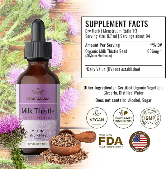 HERBAMAMA Milk Thistle Liquid Drops 2 fl