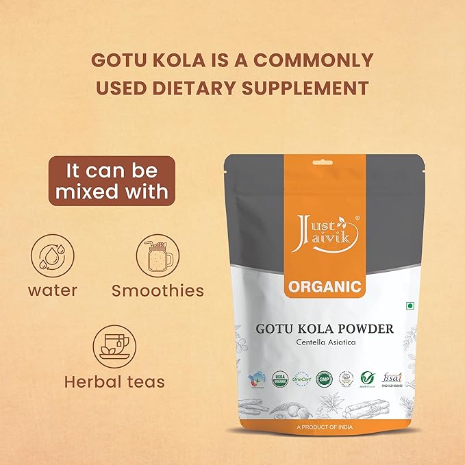 Just Jaivik 100% Organic Gotu Kola 1/2 Pound 227g -