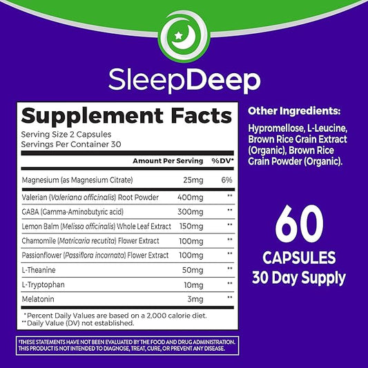 Orgain SleepDeep, Melatonin Sleep Aid Support 60 Count, 30 Day
