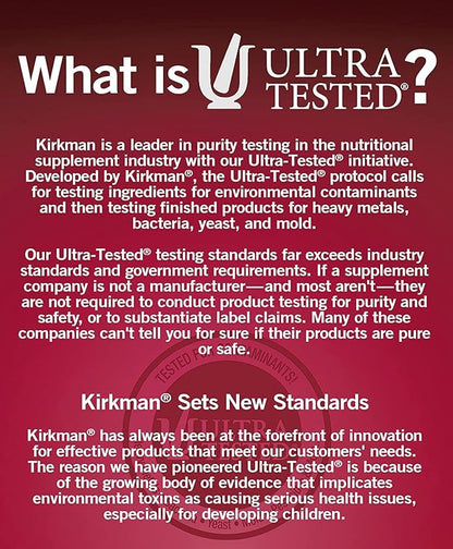 Kirkman - Calcium Bisglycinate Chelate 200mg - 120 Capsules - Without Vitamin D3 - Helps Maintain Strong Bones - Hypoallergenic