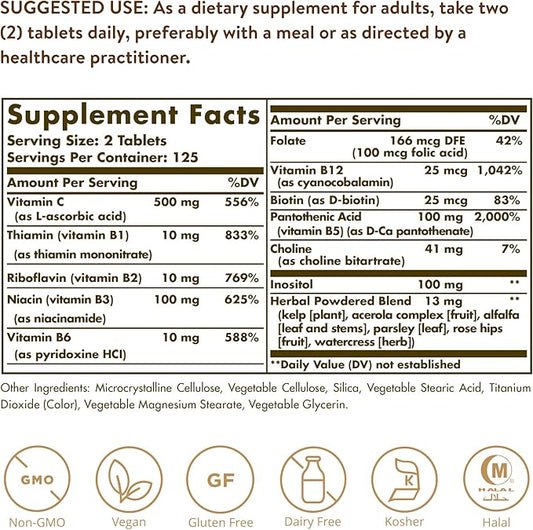 Solgar B-Complex with Vitamin C Stress 250 Tablets 125 Servings