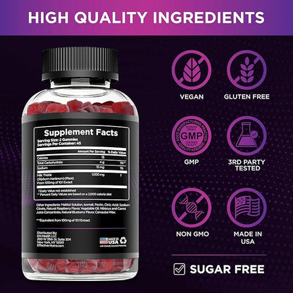Milk Thistle Gummies 1000mg Extract, (90ct)