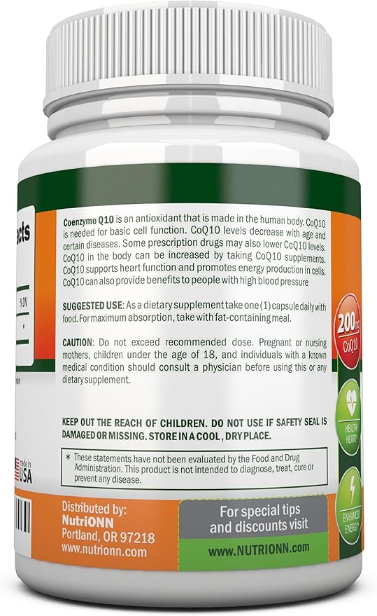 CoQ10 200mg (Double Strength), 120 Capsules Q10 - CoQ10 Ubiquinone 4 Month
