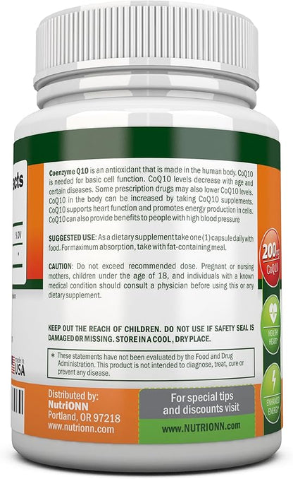 CoQ10 200mg (Double Strength), 120 Capsules Q10 - CoQ10 Ubiquinone 4 Month
