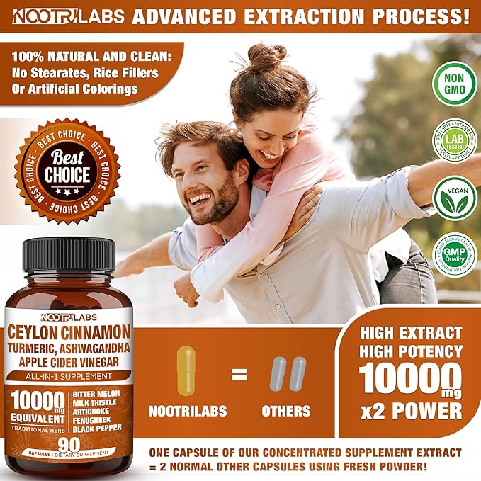 All-in-1 10000mg Highest Potency Ceylon Cinnamon, 90 Vegan
