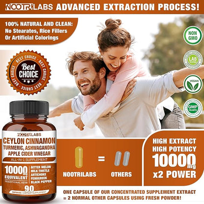 All-in-1 10000mg Highest Potency Ceylon Cinnamon, 90 Vegan