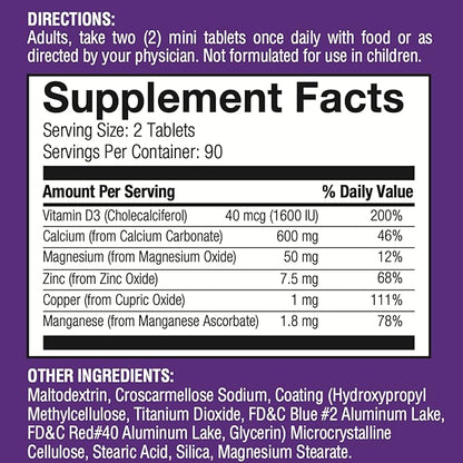 Bone Health Calcium Minis Tablets, Calcium D3, Magnesium, 180ct
