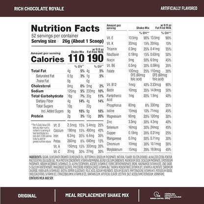 SlimFast Meal Replacement Powder, Original Rich 10g of 52 Servings