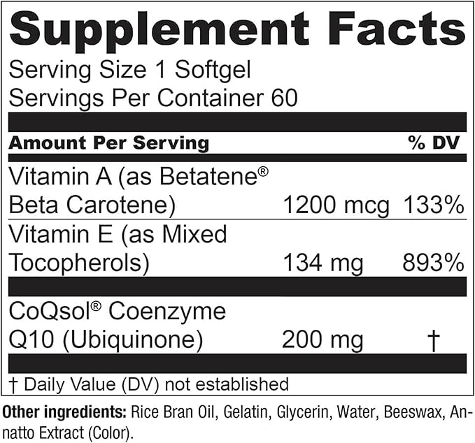 Essential Elements CoQ10 200mg Softgels Q10 Supplement 2.6 Times 60 Count, 2 Month