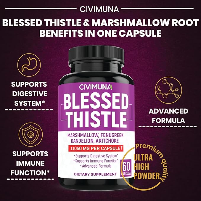 (2 Packs) Organic Blessed Thistle Capsules 11050mg 4 Months
