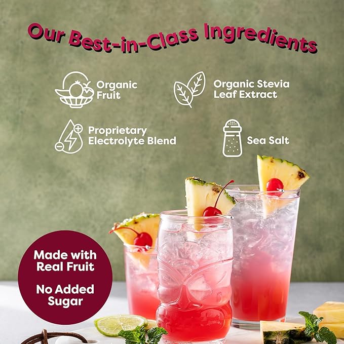 FlavCity Fruit Punch Electrolyte Drink Mix, 28 On-The-Go Stick Packs - Healthy Electrolytes Powder Packets Made with Real Fruit - Keto Powdered Drink with No Added Sugar, Gluten-Free