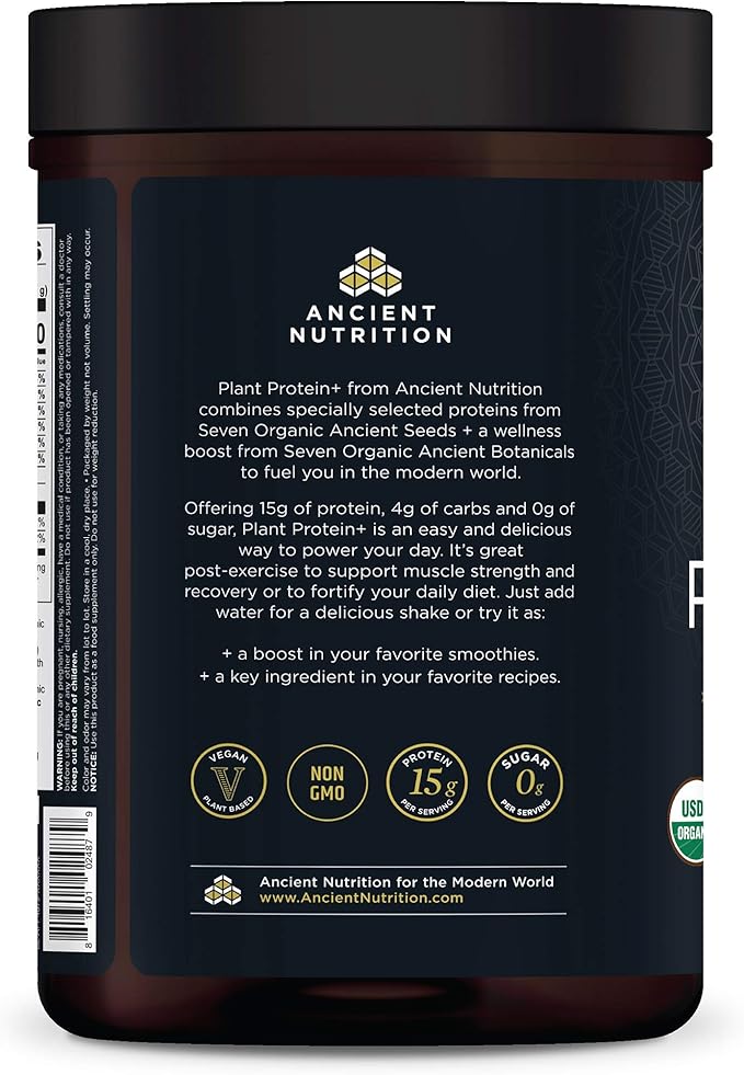 Ancient Nutrition Plant Based Protein Powder, 15g Protein 12 Serving
