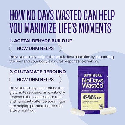 DHM Detox® - No Days Wasted® - New Look - Dihydromyricetin (DHM Supplement), Milk Thistle, Prickly Pear, B Vitamins, Hydration Electrolytes Blend-Take During Evening for Better Next Day and Recovery
