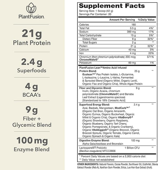 PlantFusion Complete Lean Plant Based Protein Powder 1.85 lb