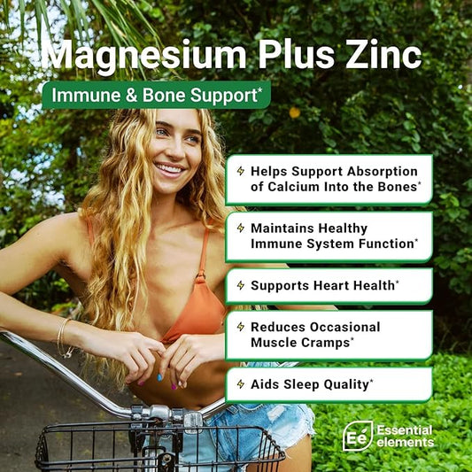 Essential Elements Magnesium & Zinc D3 for 200mg - 6 Month