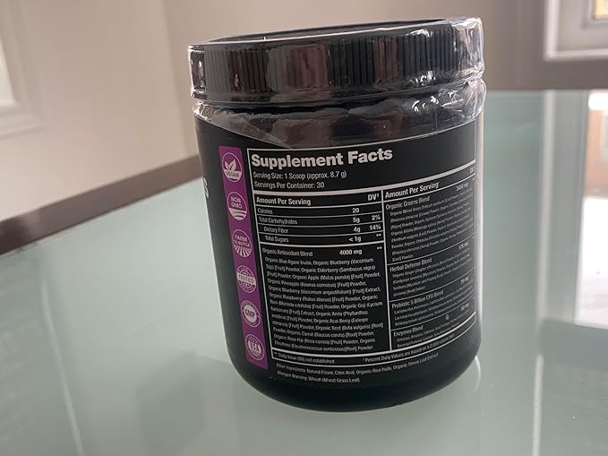 NutraChamps Super Greens Powder Premium Antioxidant Superfood, 40+ Greens and Superfoods Including Wheatgrass & Spirulina, Probiotic Powder Greens, Sweet Berry