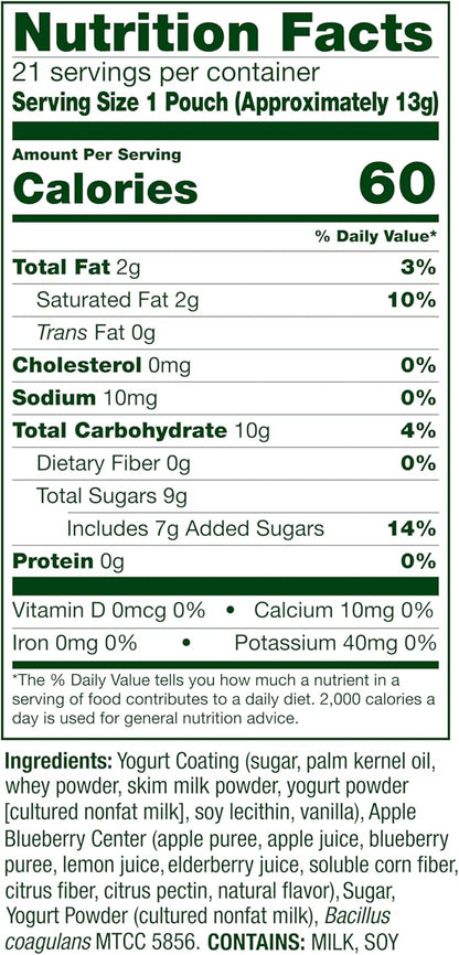 Align Probiotic, Yogurt Coated Probiotic Fruit Bites, Added Probiotic Helps Support Digestive Health, Apple Blueberry Flavored, 21 Individually Wrapped Pouches, 105 Bites