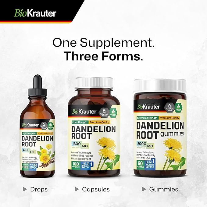 Dandelion Root Capsules 1800 mg 100 Caps