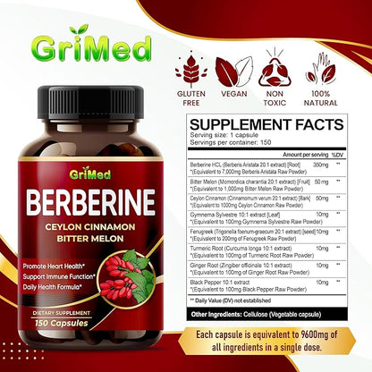 Berberine Supplement 9,500mg with Ceylon Cinnamon