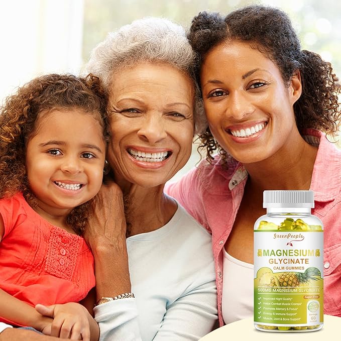Magnesium Glycinate 500mg Gummies with Citrate 1000mg, Taurate 500mg & 200mg - 60 Pineapple