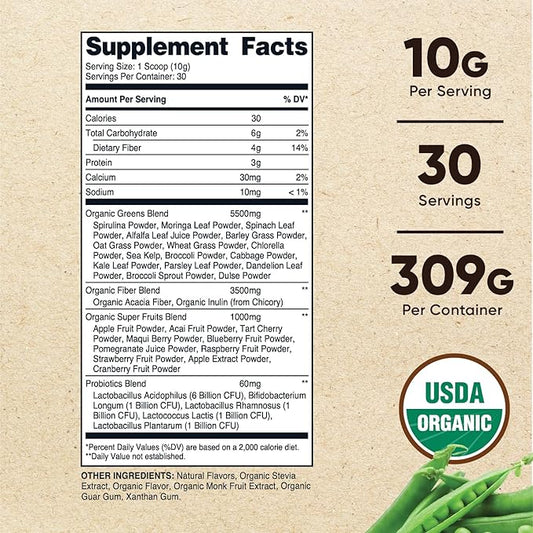 Nutricost Organic Super Greens Powder (30 Servings) (30 Servings,