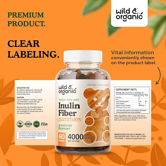 Inulin Fiber Gummies 4000mg 60 Prebiotic