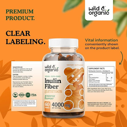 Inulin Fiber Gummies 4000mg 60 Prebiotic