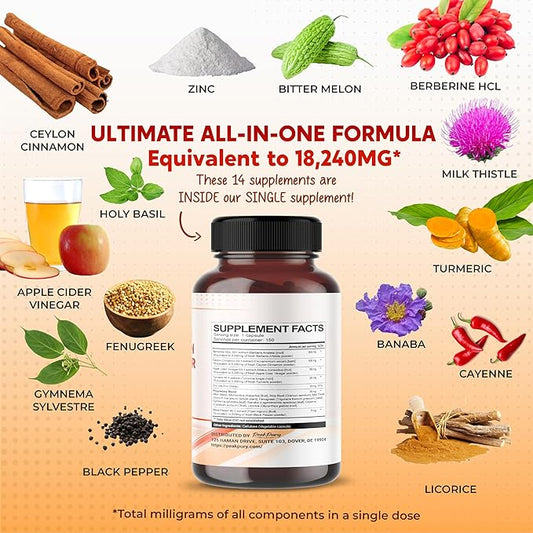 Berberine 8000mg Cinnamon 6000mg Apple Cider 3000mg Turmeric 3000mg -
