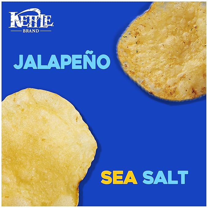 Kettle Brand Potato Chips, Variety Pack of Sea Salt and Jalapeño, 1 Oz, 10 Ct