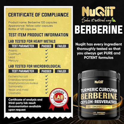 Berberine Supplement 14000mg Turmeric Curcumin 4500mg 4500mg & 120 Capsules
