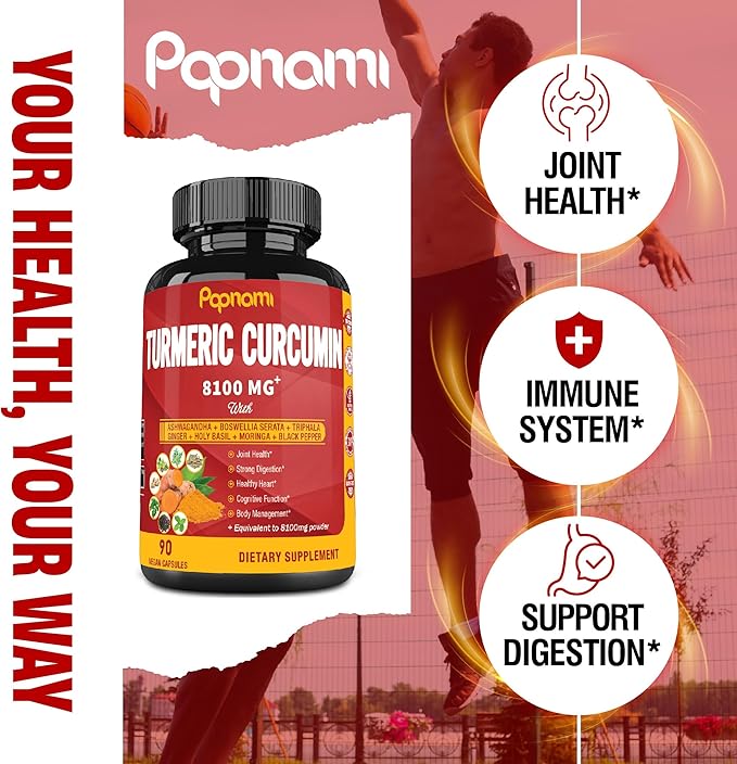 Turmeric Curcumin Extract Capsules 8100mg - 90 Counts 3 Month