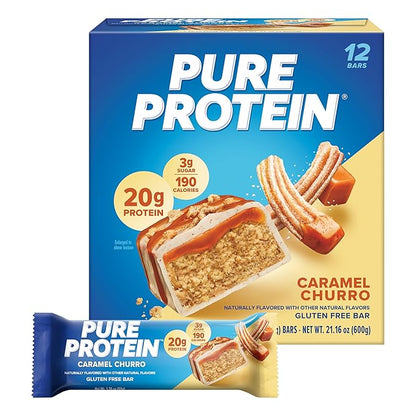 Pure Protein Bars, Caramel Churro, High 1.76oz, Pack 12