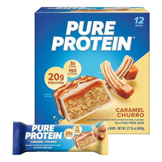 Pure Protein Bars, Caramel Churro, High 1.76oz, Pack 12