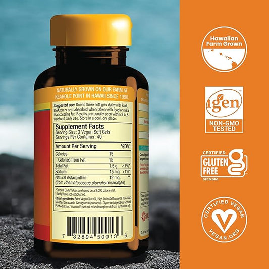 Nutrex Hawaii Vegan BioAstin Hawaiian Astaxanthin 4mg, 120 120 Softgels