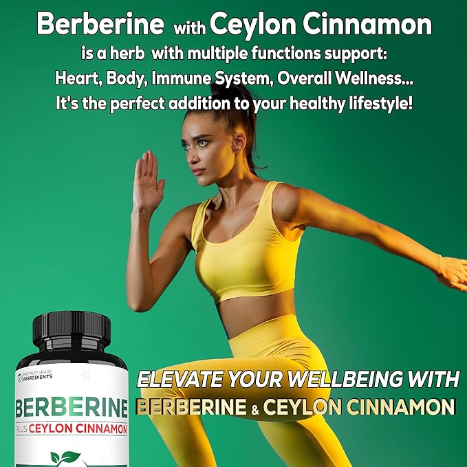 1500mg Berberine with Ceylon Cinnamon Supplement 60 Capsules