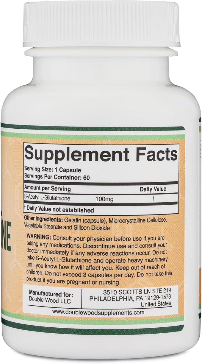 S-Acetyl L-Glutathione Capsules 100mg, 60 60 Count