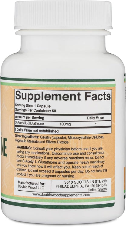 S-Acetyl L-Glutathione Capsules 100mg, 60 60 Count