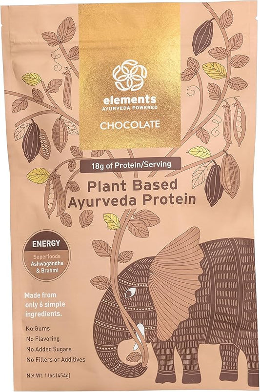 Elements Plant Based Vegan Chocolate Protein Powder 1lb - 14 Servings