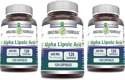 Amazing Formulas Alpha Lipoic Acid ALA 600 mg 3 Pack (120 | 3 Pack)