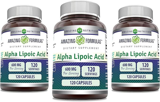 Amazing Formulas Alpha Lipoic Acid ALA 600 mg 3 Pack (120 | 3 Pack)