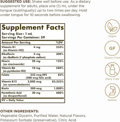 Solgar Sublingual Liquid B-12 2000 mcg 2 fl 59 Total
