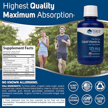 Trace Minerals | Liquid Vitamin D3 126 mcg (5000 IU) D3 with 32 servings, 16 fl